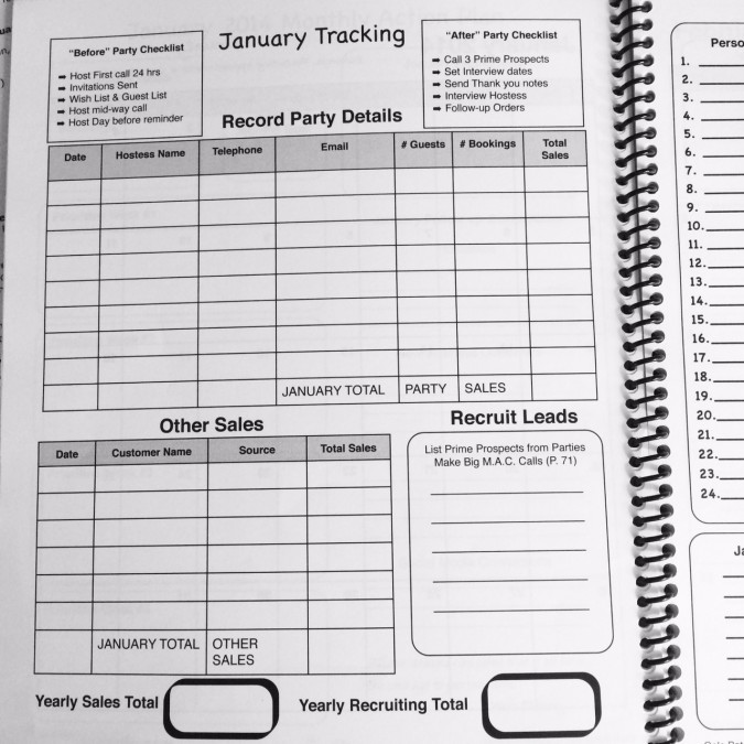 direct sales planner monthly tracking page